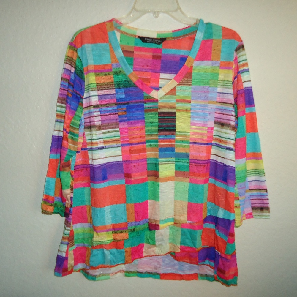 Tango Mango Vibrant Plaid Criss Cross Tunic Size-S